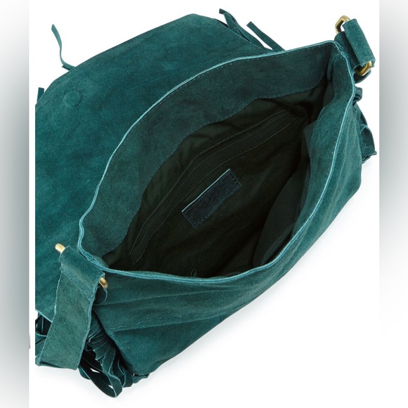 Highly sought after RAJ suede crossbody w/chevron front beading & fringe trim. - Picture 5 of 14